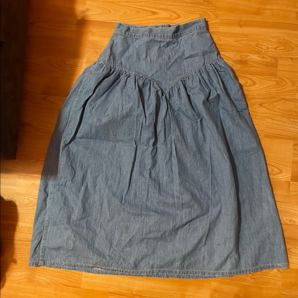 XS Vintage Bluenotes Denim Midi Skirt